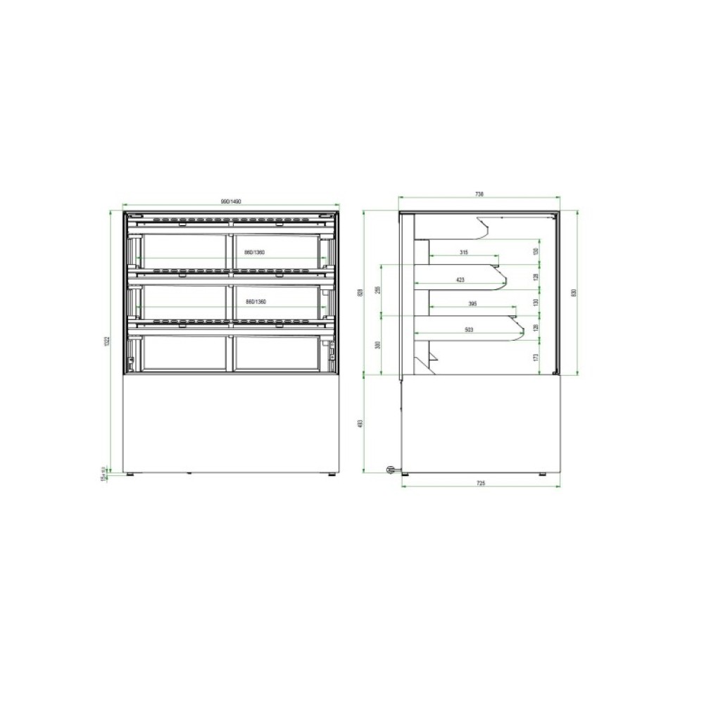 Patisserie showcase CUBE II 1000 Static