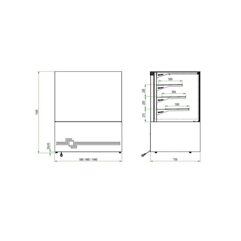 Patisserie showcase CUBE II 600 Transparent