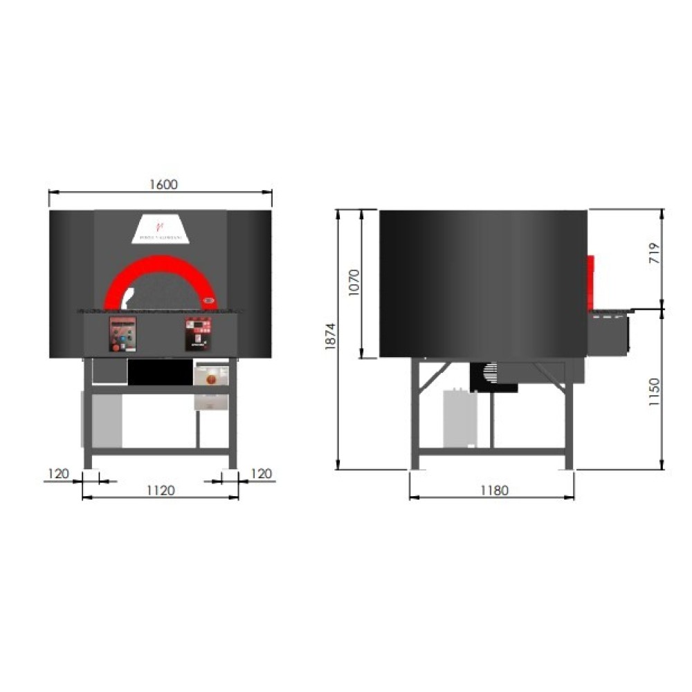 Wood and gas pizza oven ROTATING100