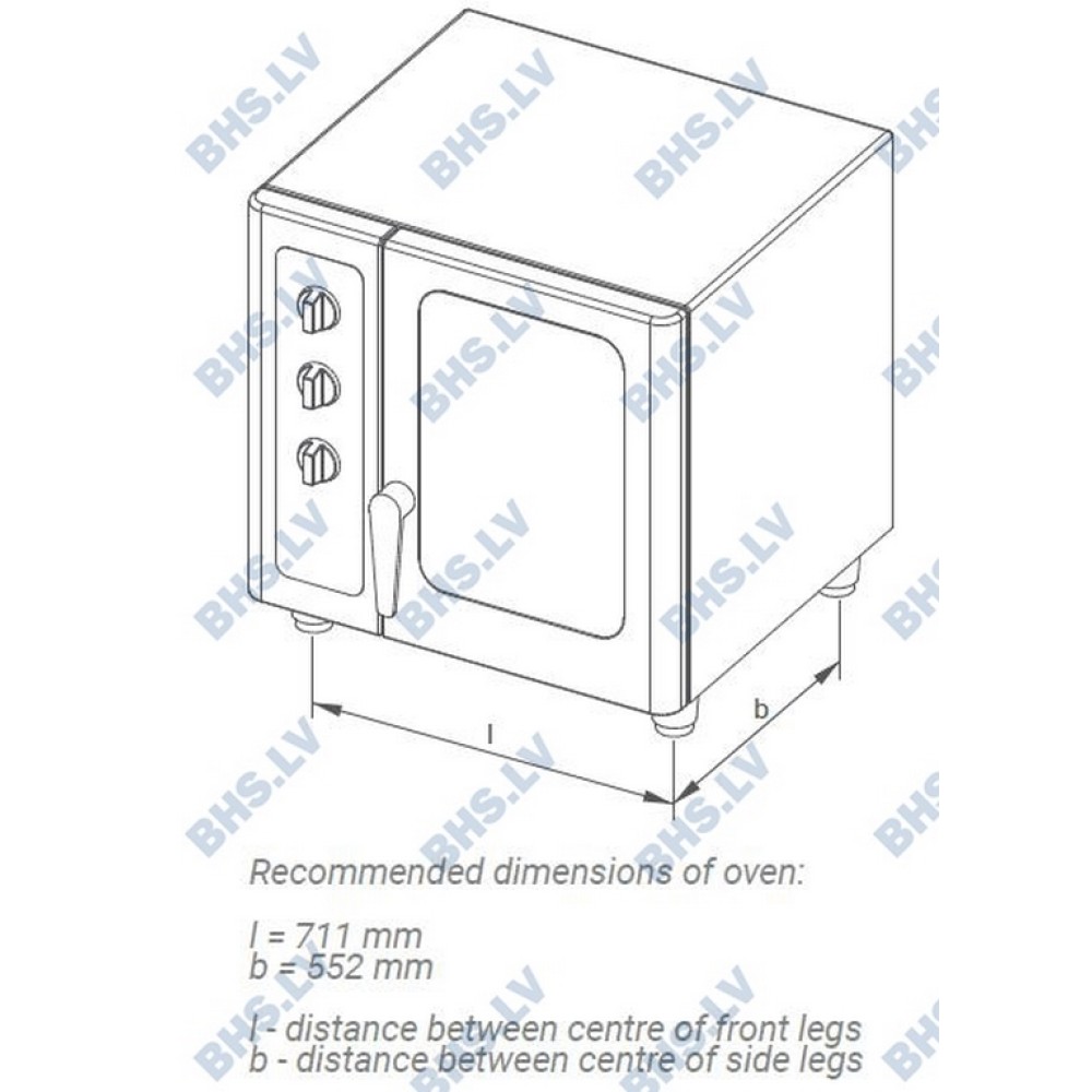 Stand for convection oven with guide rails for 6 GN1/1 trays