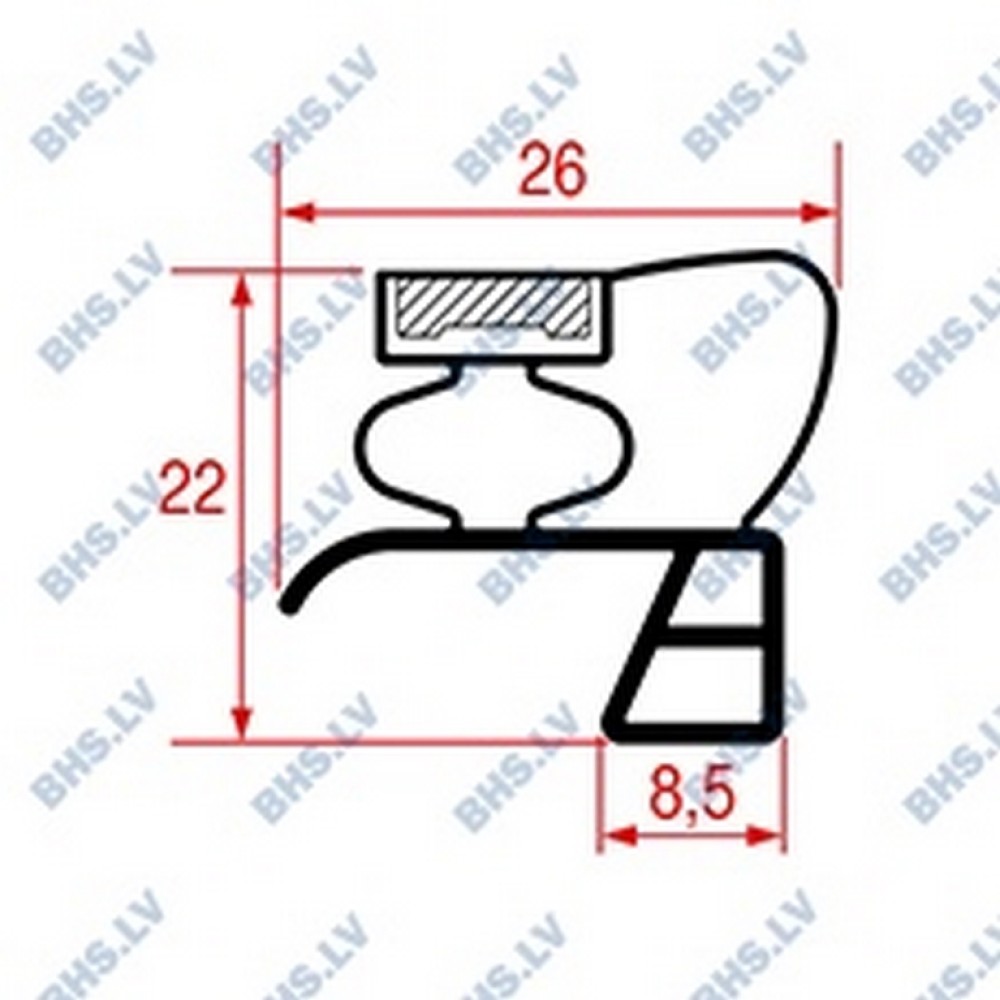 SNAP-IN GASKET L1002 LENGTH 2000 mm