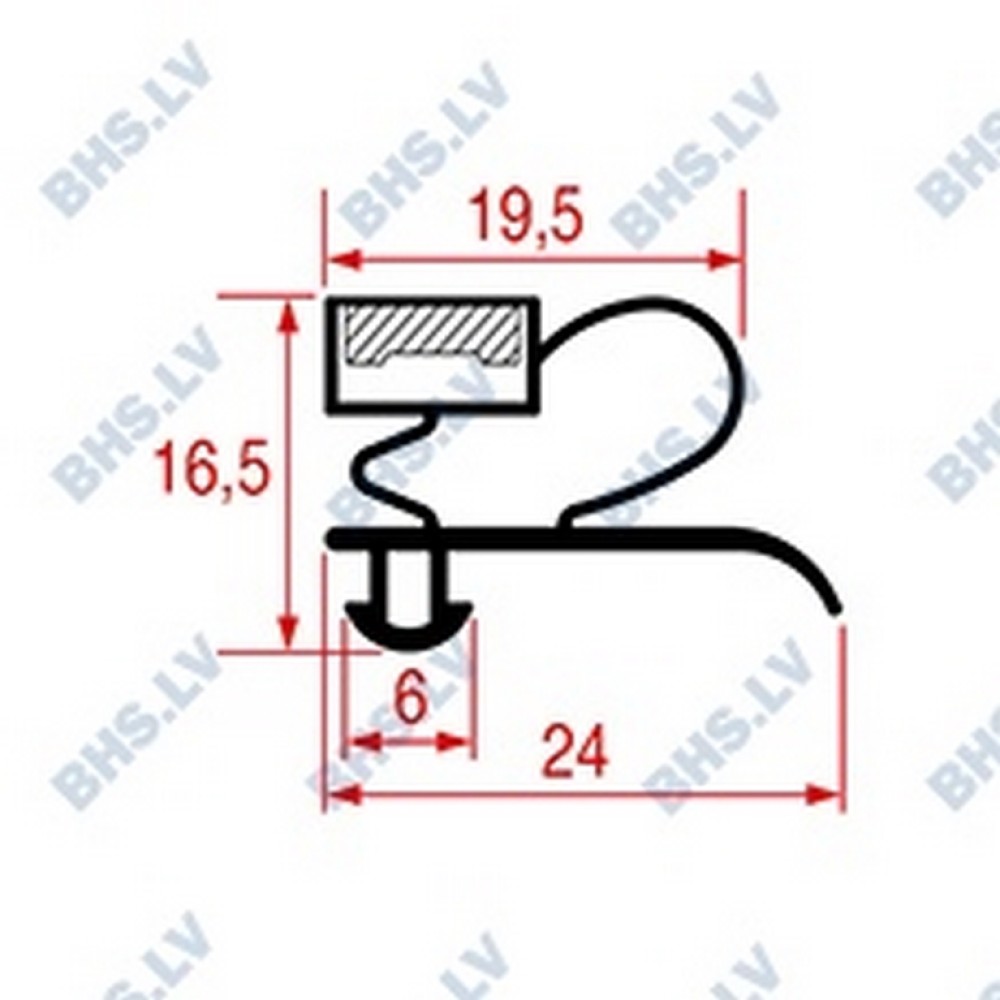 SNAP-IN GASKET L1003 LENGTH 2000 mm