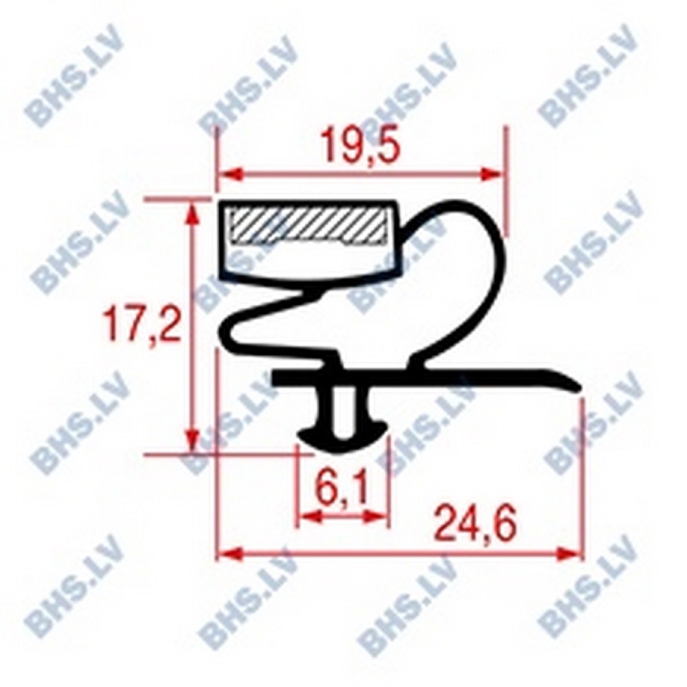 SNAP-IN DOOR GASKET 625x390 mm