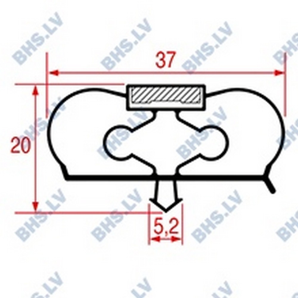 SNAP-IN GASKET L1017 LENGTH 2500 mm