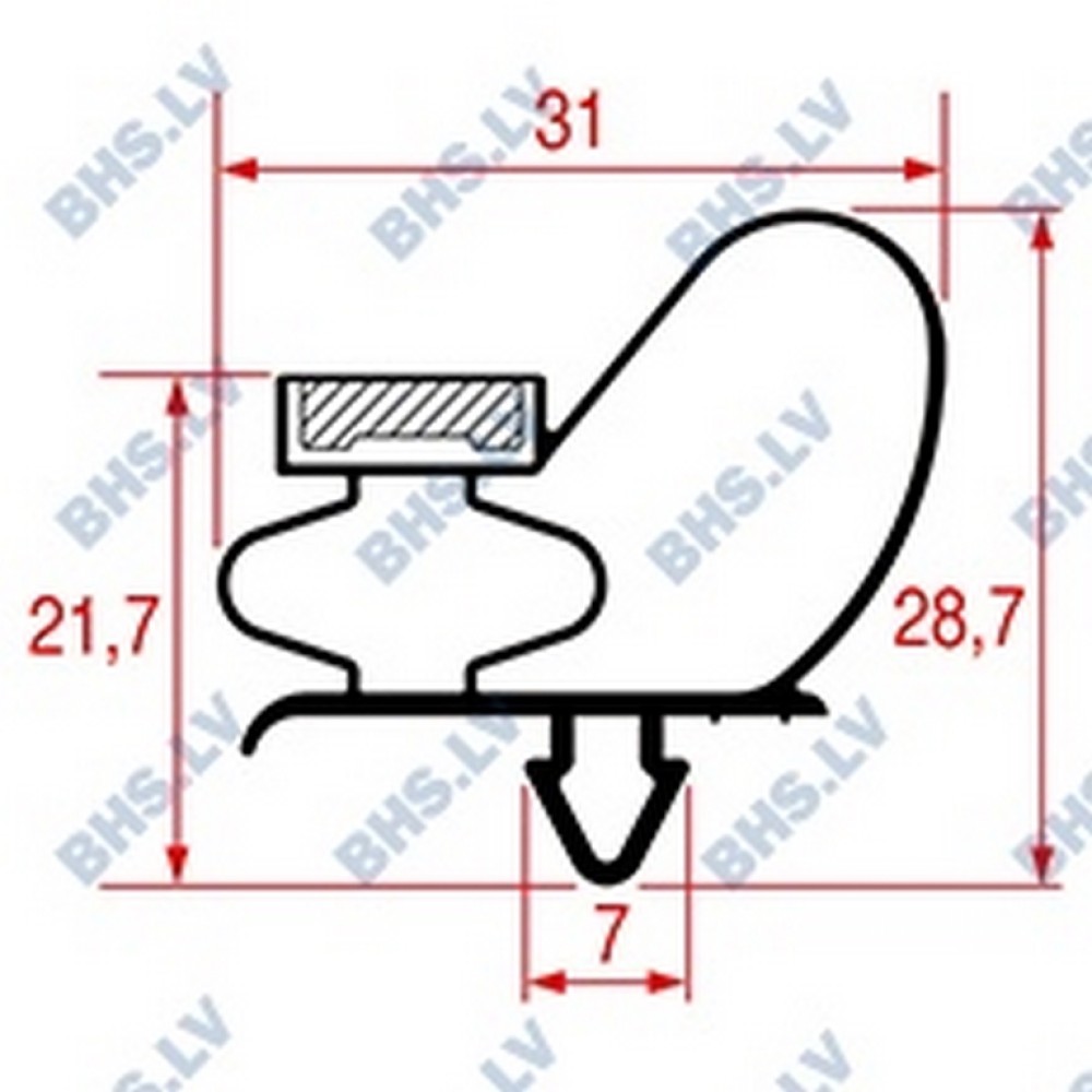 SNAP-IN GASKET L1018 LENGTH 2500 mm