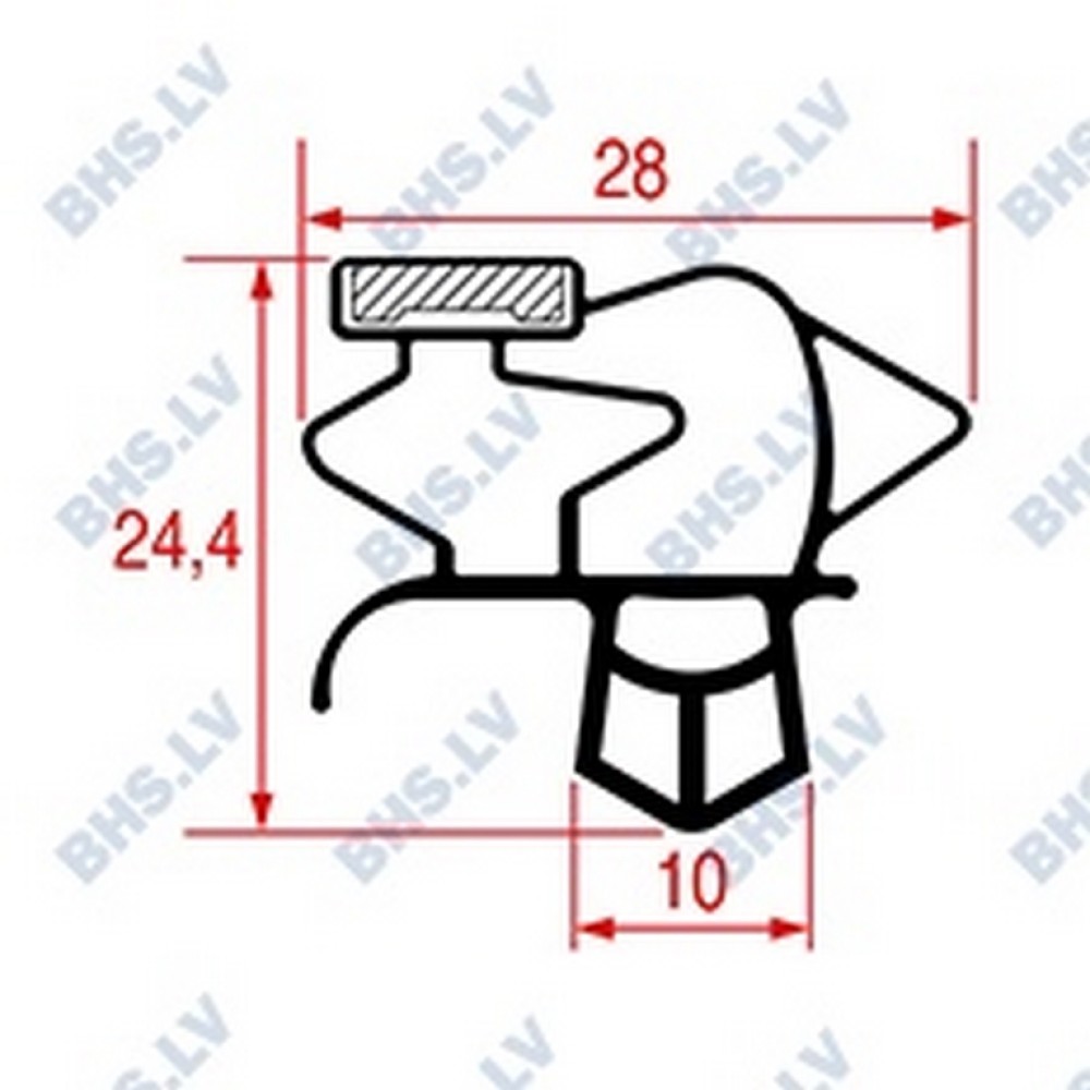 SNAP-IN GASKET L1030 LENGTH 2000 mm