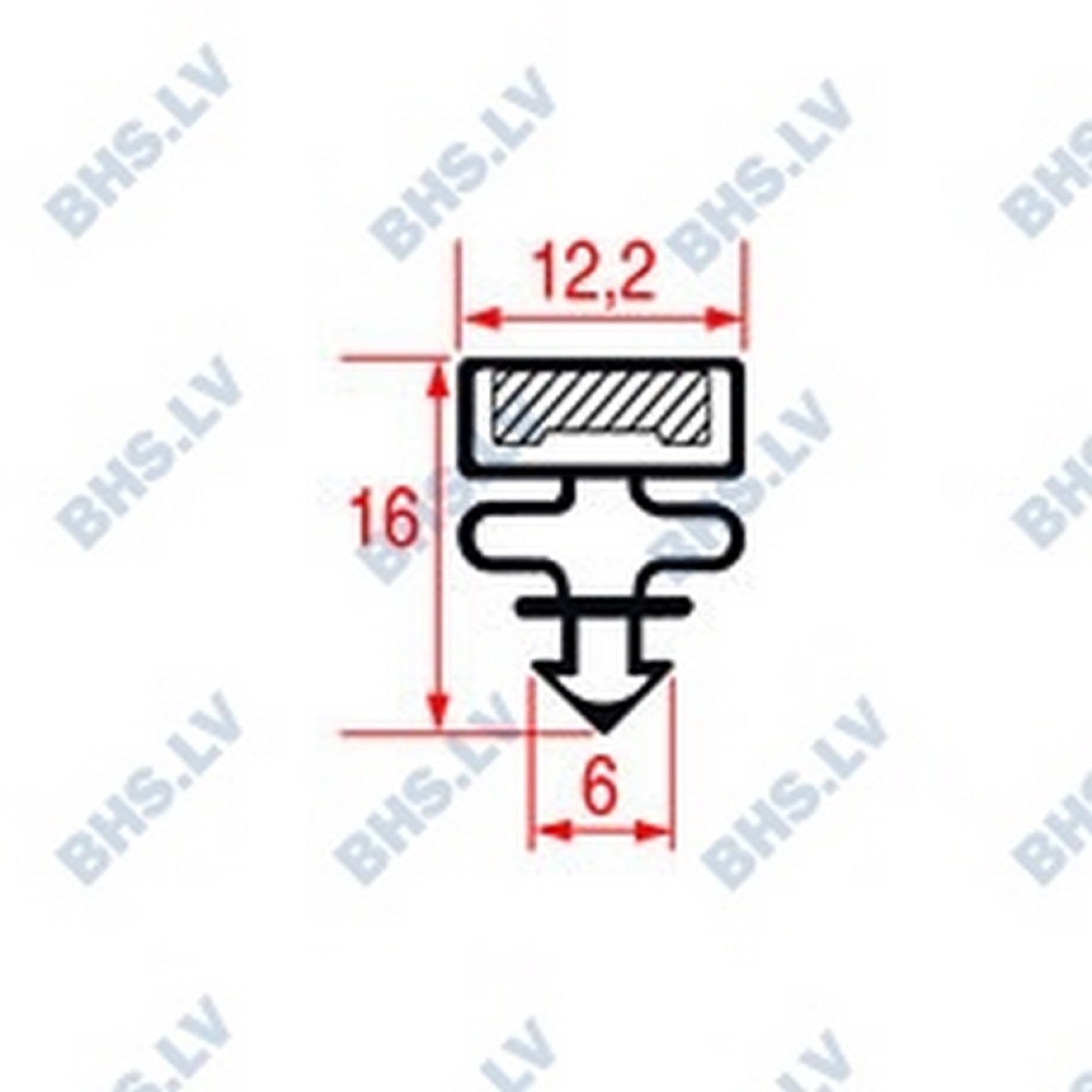 SNAP-IN GASKET L1059 LENGTH 2000 mm grey