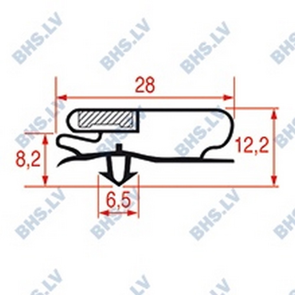 SNAP-IN GASKET L1068 LENGTH 2550 mm