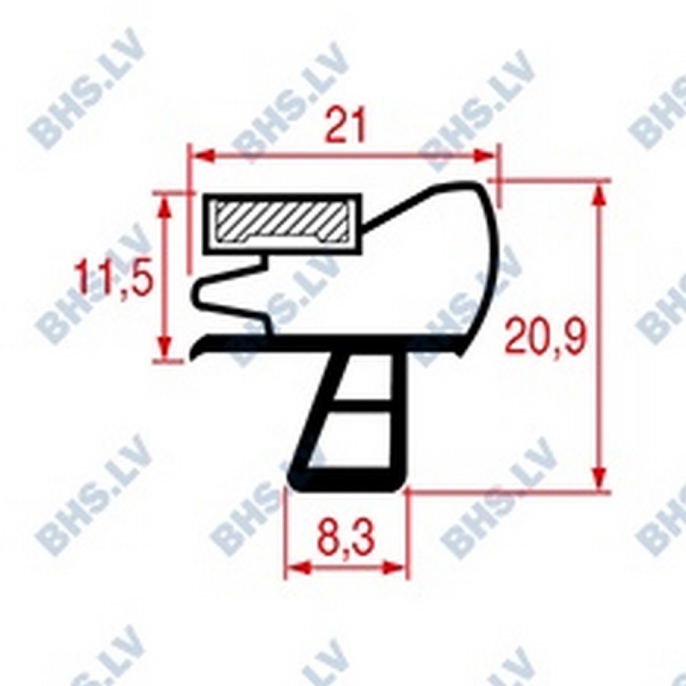 SNAP-IN Durvju Gumija L1076, 2500 mm SNAP-IN Durvju Gumija L1076, 2500 mm