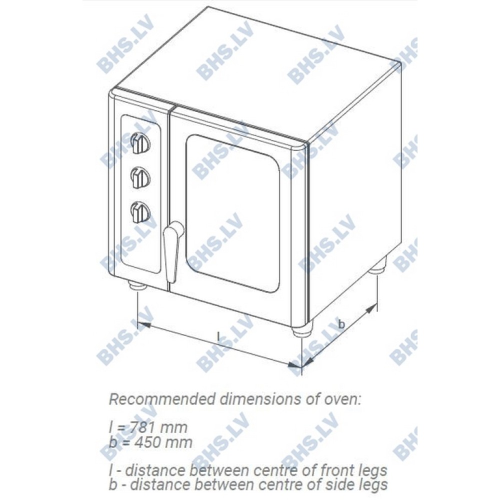 Universal stand for convection oven with guide rails for 8 GN1/1 trays