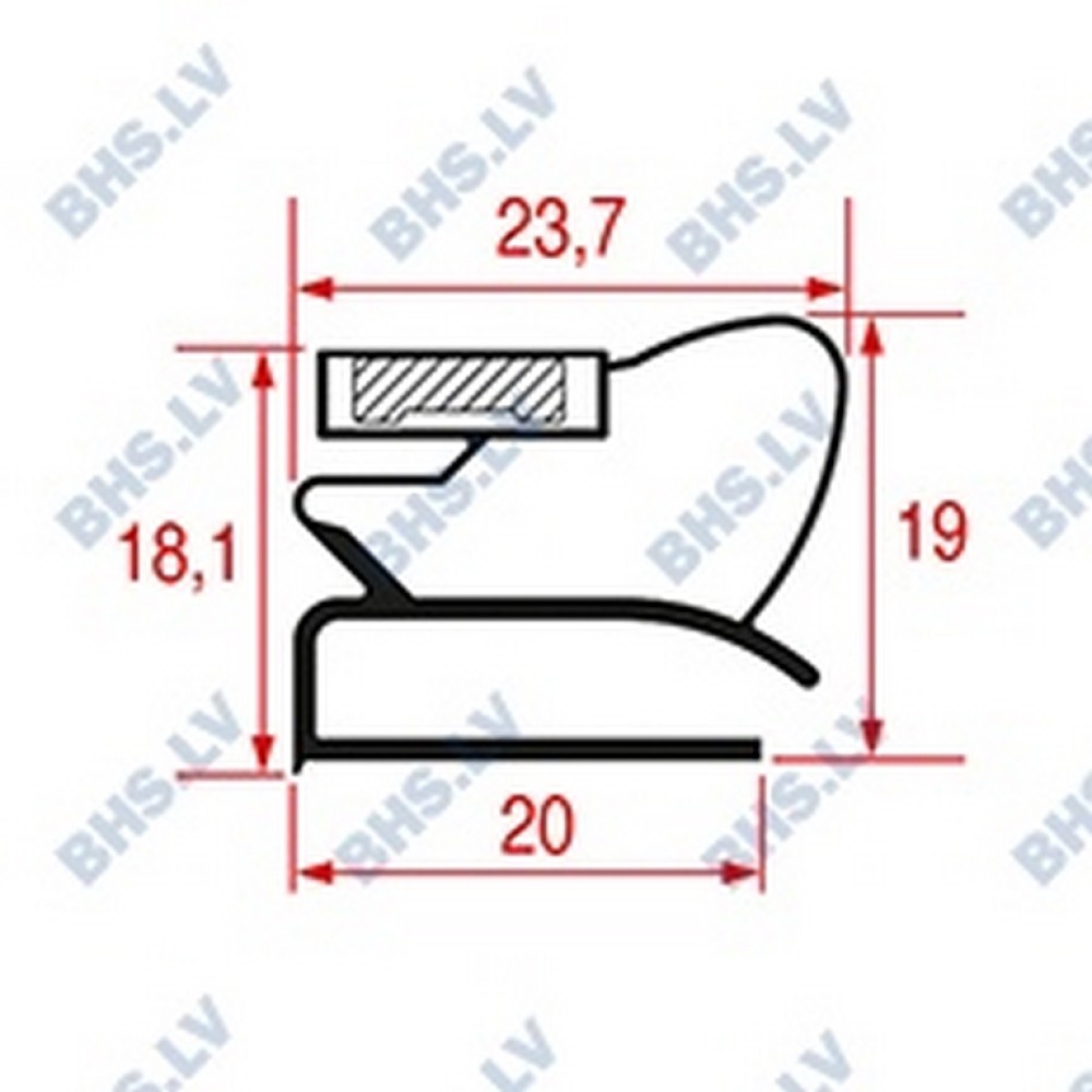 MIDDLE EDGED GASKET L2005 LENGTH 2000 mm