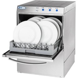 Universal dishwasher with rinse booster and drainage pump