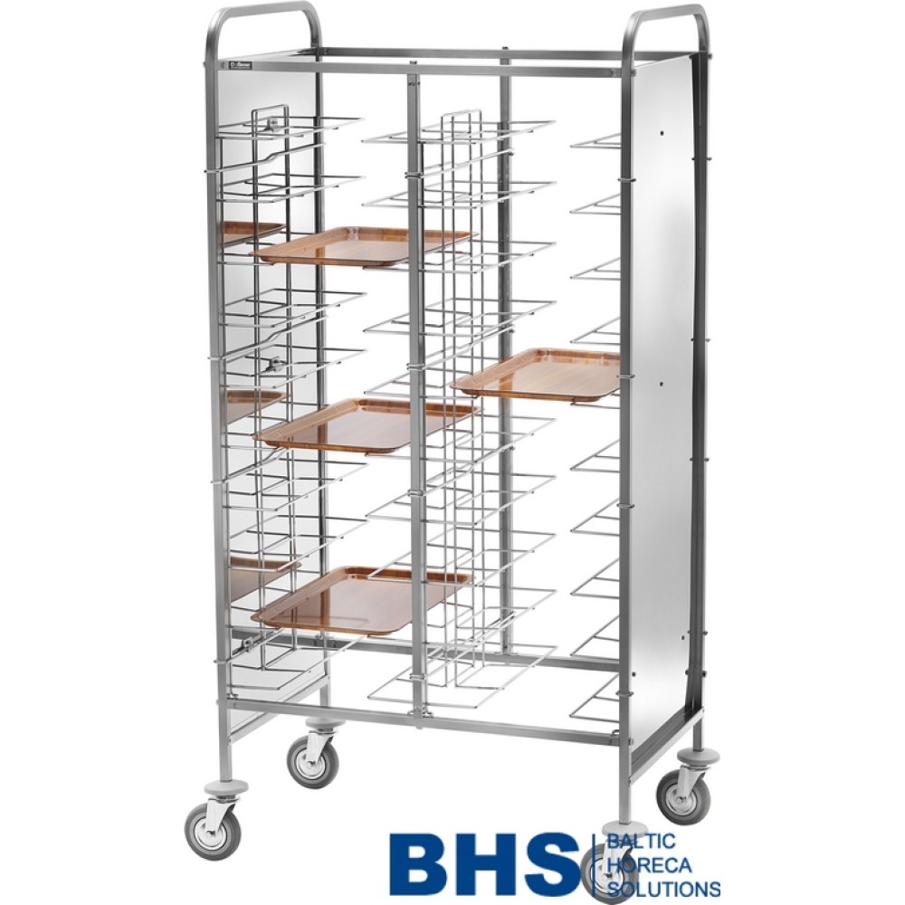 Universal trolley for 20 trays with stainless side panels