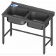 Metal table with 2 sink without self 2800