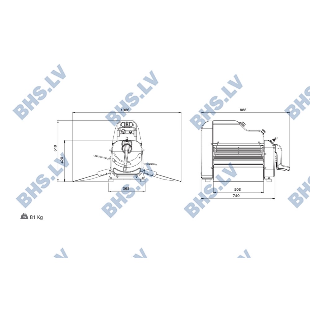 Manual dough sheeter S5BM