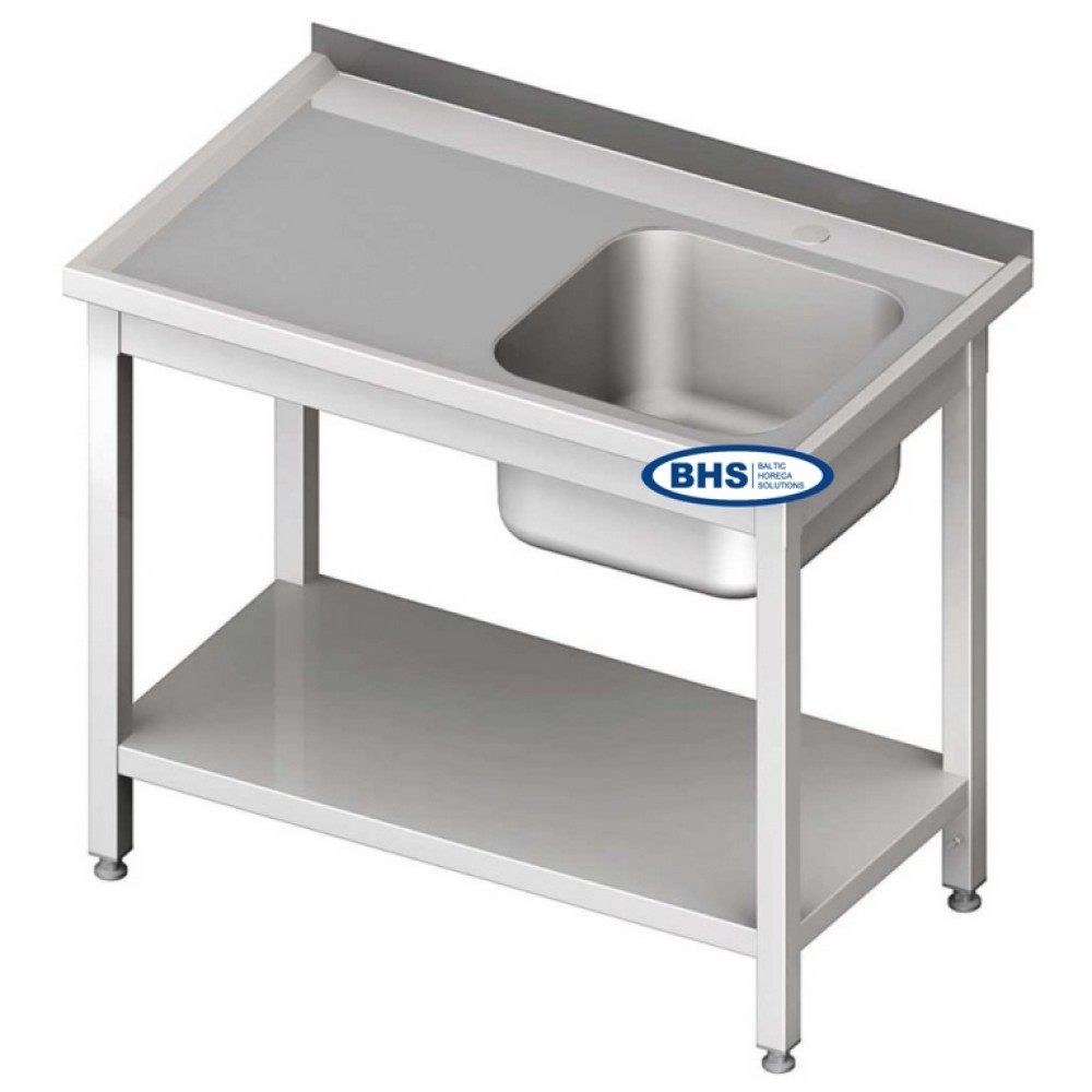 Metal table with sink and shelf 1200