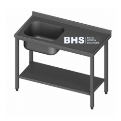 Metal table with sink and shelf 1200