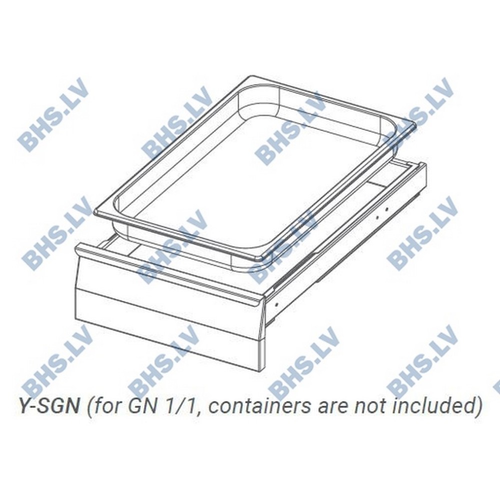 Single drawer block with closed back for GN 1/1 container