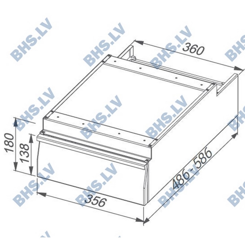 Single drawer block with closed back for GN 1/1 container