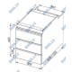 Triple drawer block with closed back for GN 1/1 container