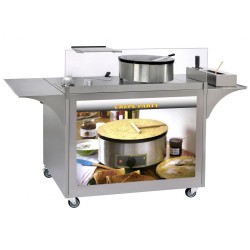 Stainless steel trolley with wheels for selling crepes and pancakes MC-03