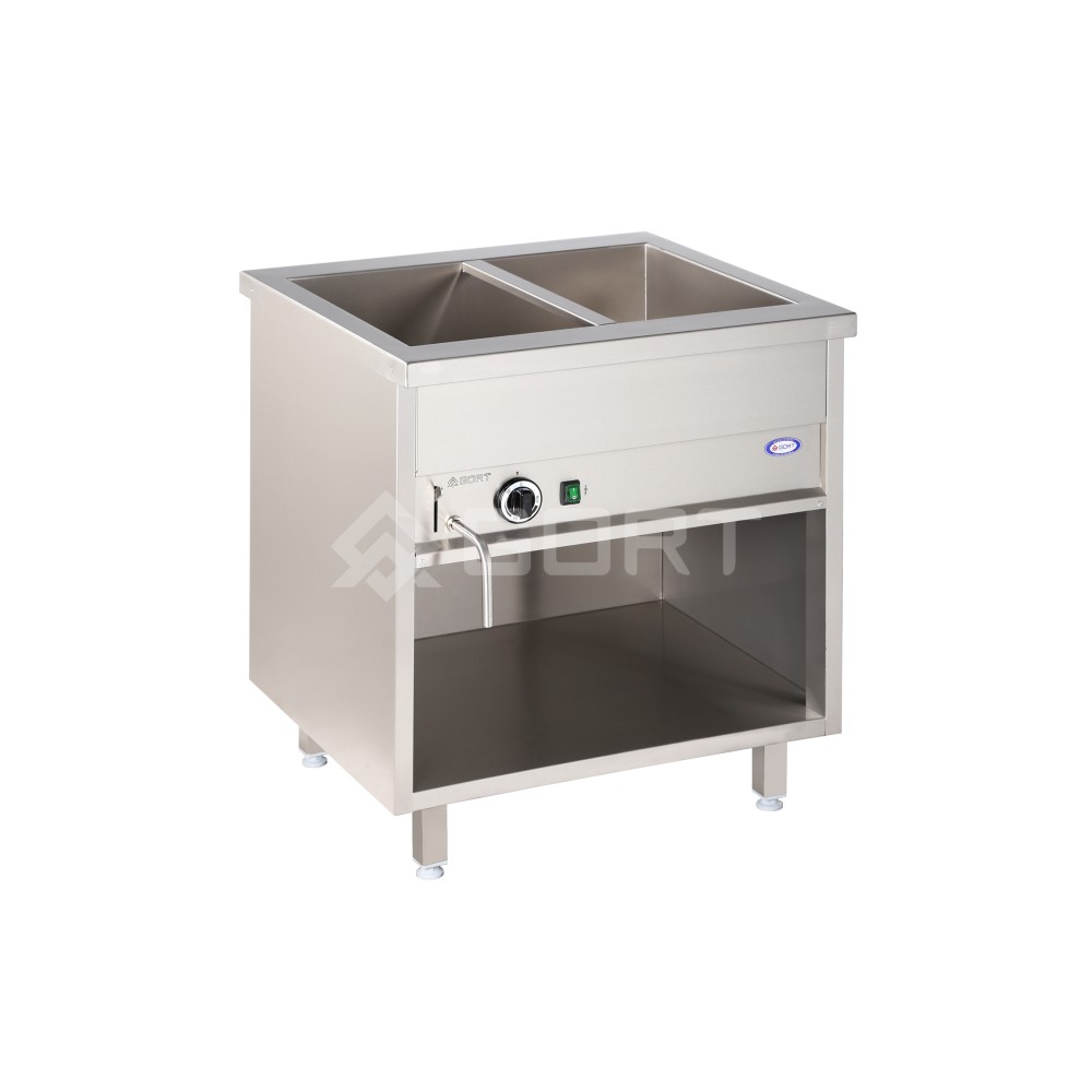 Bain-marie sur pied 2xGN 1/1, avec contrôle de température commun Bain-marie sur pied 2xGN 1/1, avec contrôle de température commun