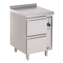 Стол с теплым шкафом с выдвижными полками 900 x 700 mm