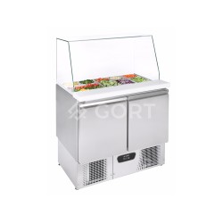 Salotų stalas-šaldytuvas su stikline vitrina GN1/1 104L