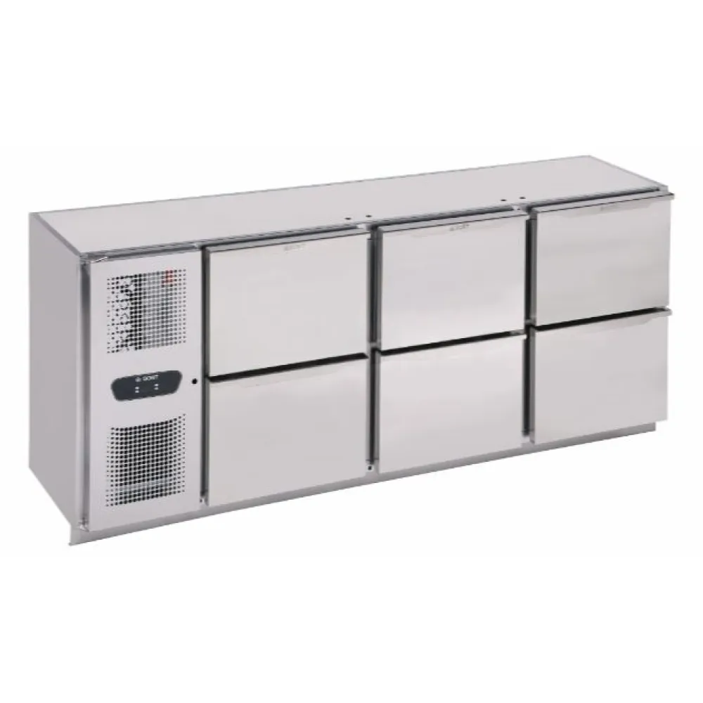 Commercial Grade Bar Refrigerator with 6 Drawer Sections