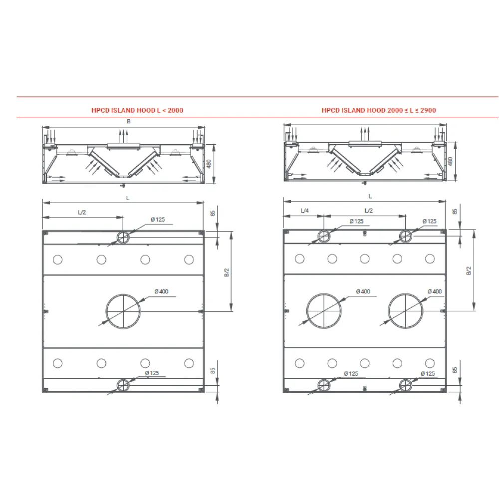 Advanced Island Exhaust Hood with Air Intake