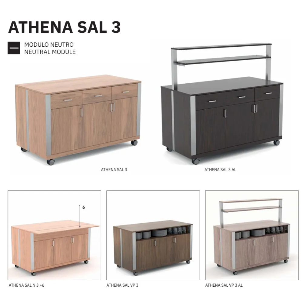 НЕЙТРАЛЬНЫЙ МОДУЛЬ С ВЕРХНИМИ ПОЛКАМИ, ДВЕРЦАМИ И ЯЩИКАМИ ATHENA SAL 3 AL