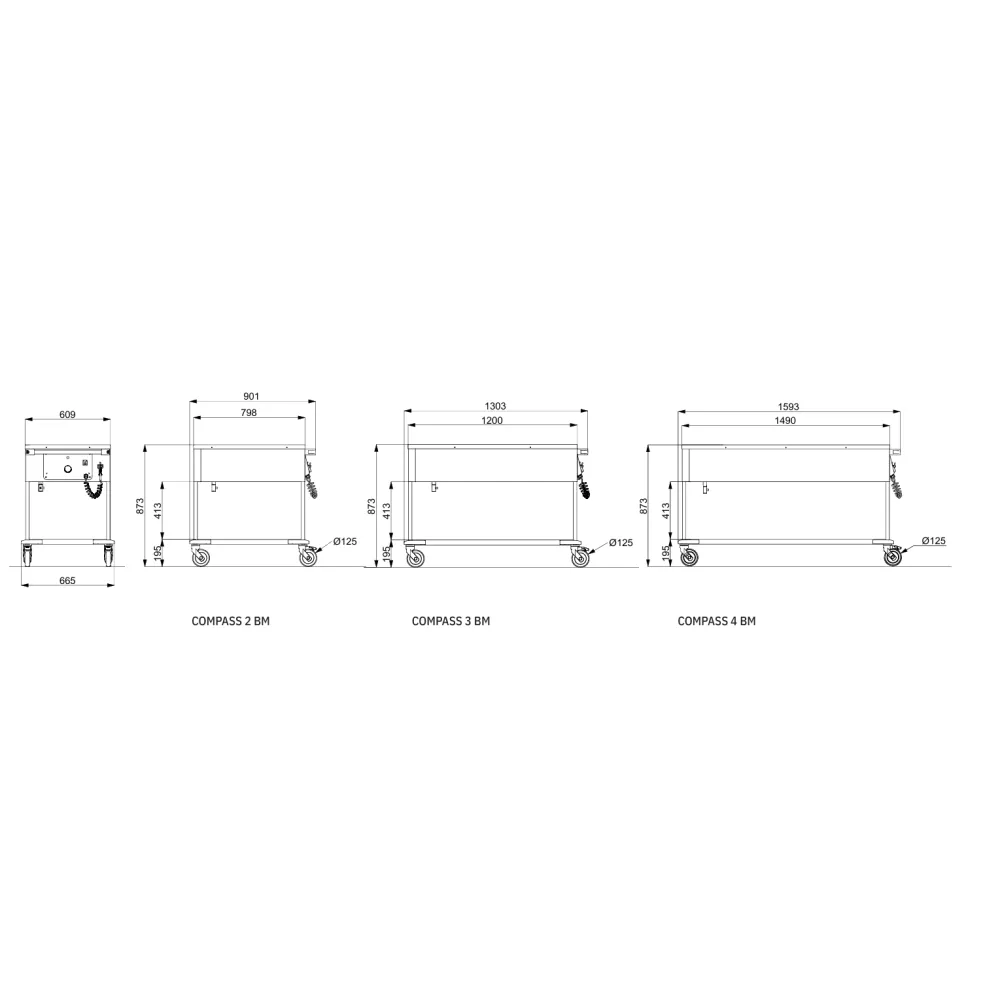Профессиональный мармит на роликах COMPASS 4BM