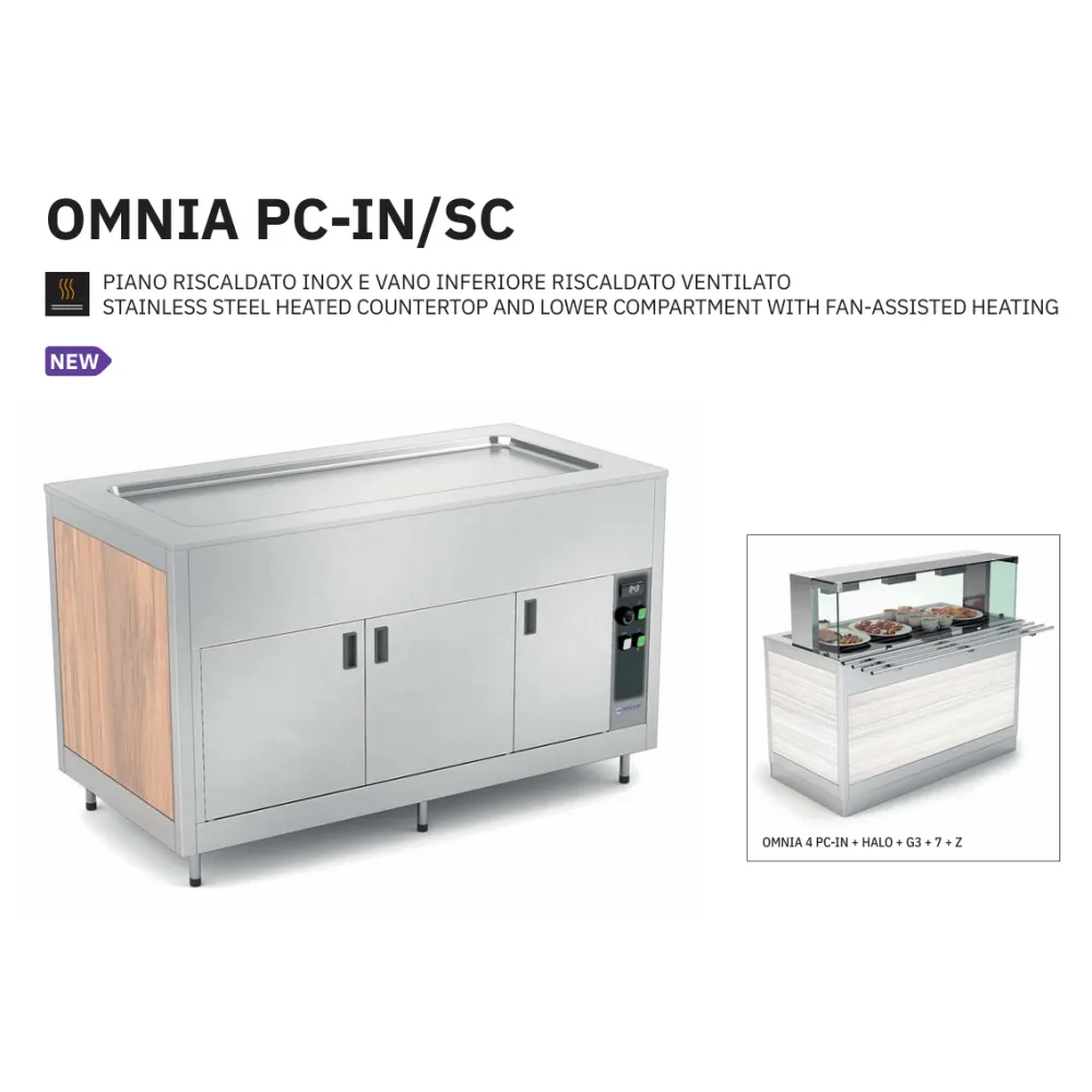 Buffet avec Zone de Chauffage OMNIA 3PC-IN/SC en Acier Inoxydable