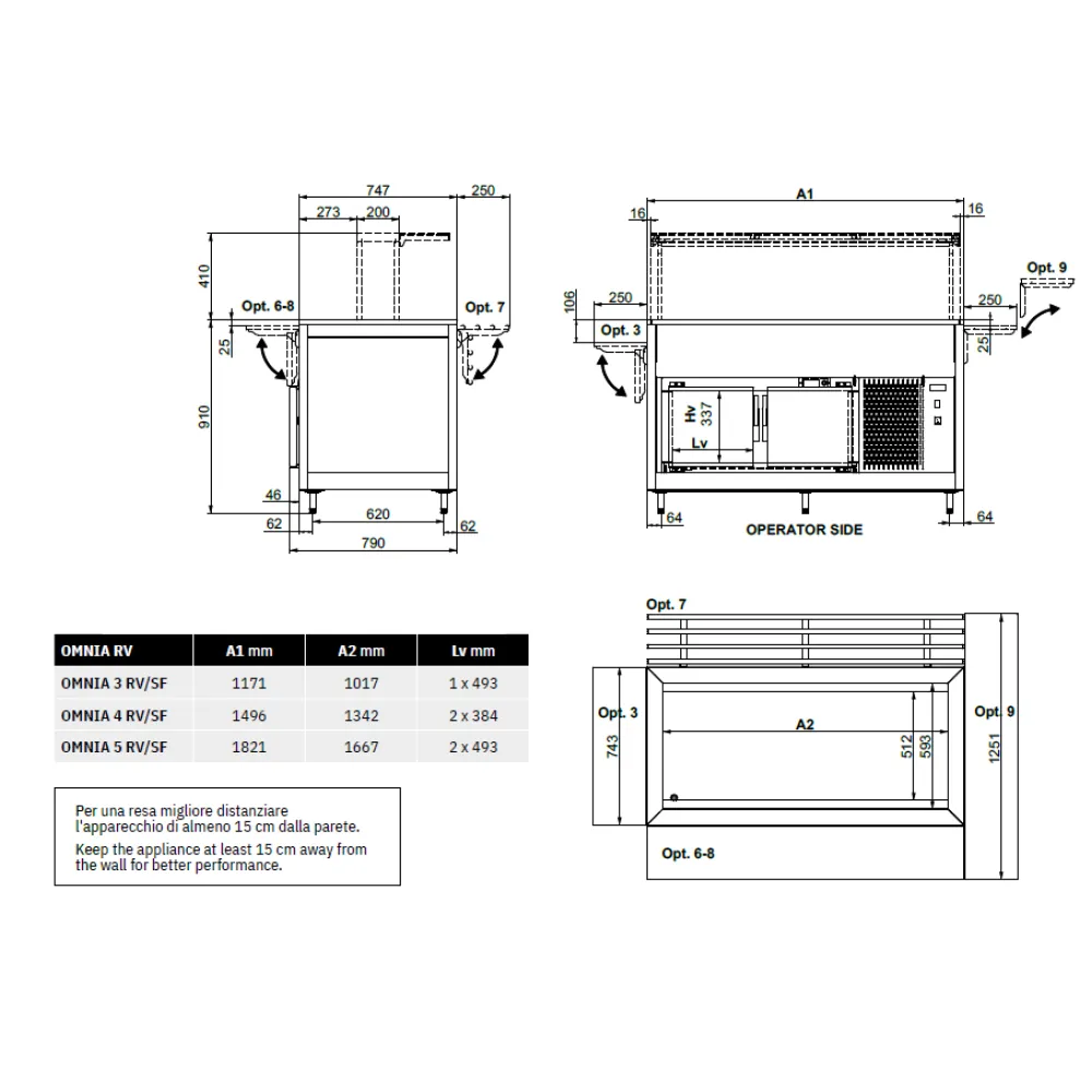 OMNIA 3RV/SF Ventilaatoriga Jahutusbuffet