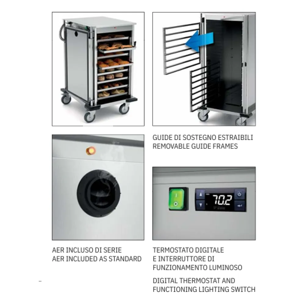 Подогреваемый шкаф на колесах из нержавейки THERMOVEGA BAKE