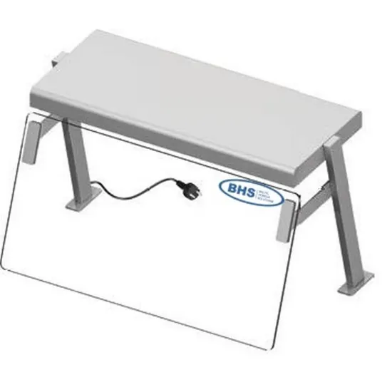 Protective glass with heated shelf