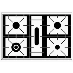 Viryklė su orkaite Nostalgie P09PNE3, 4 degikliai + 1 pailgintas degiklis