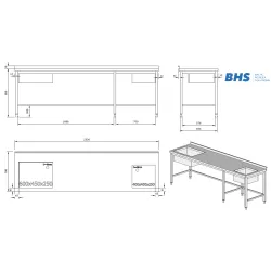 Nerūdijančio plieno stalas su 2 plautuvėmis