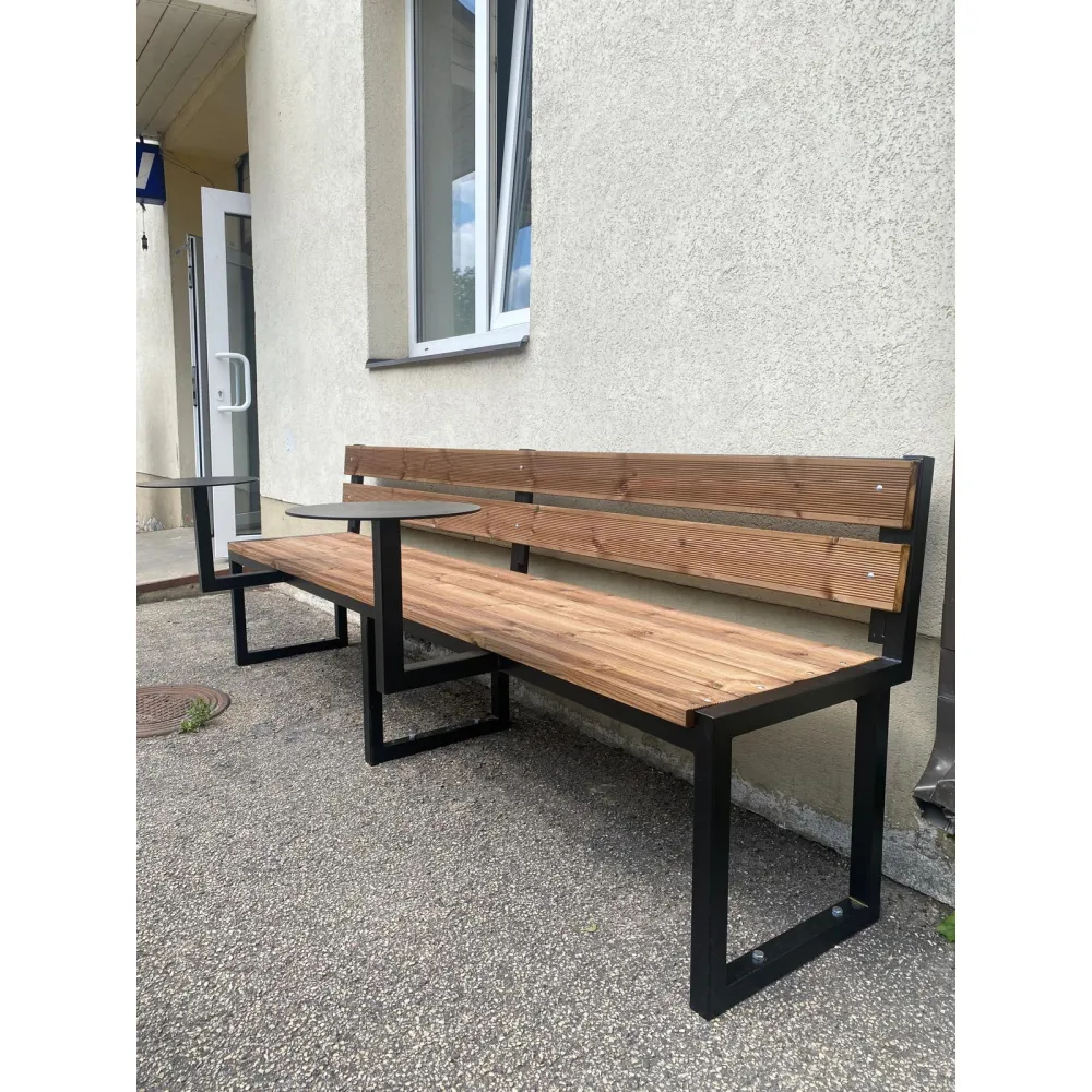 Contemporary Outdoor Seating Bench with Tables