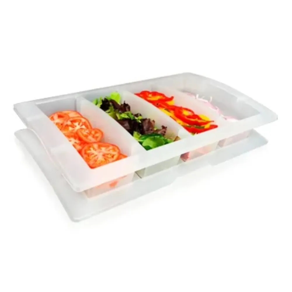 4-Compartment Food Organizer Box with Lid GN 1/1