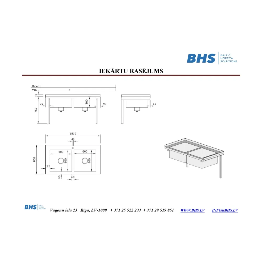 Heavy-Duty Stainless Steel Kitchen Work Table with Dual Sinks