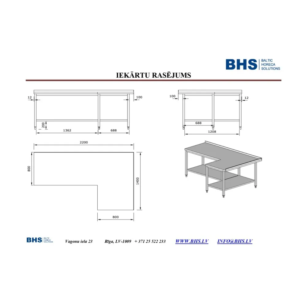 Bespoke Kitchen Corner Table with Integrated Shelf