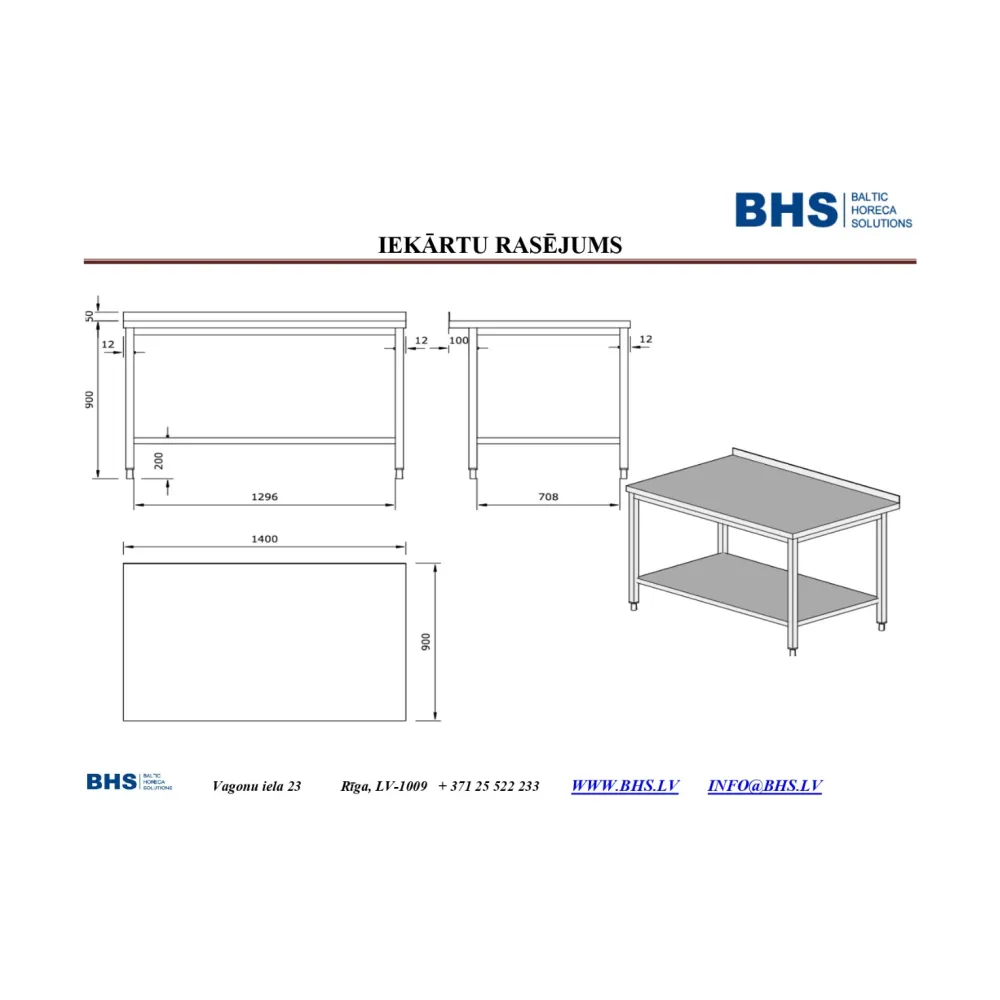Versatile 1400 mm Kitchen Workstation with Shelf