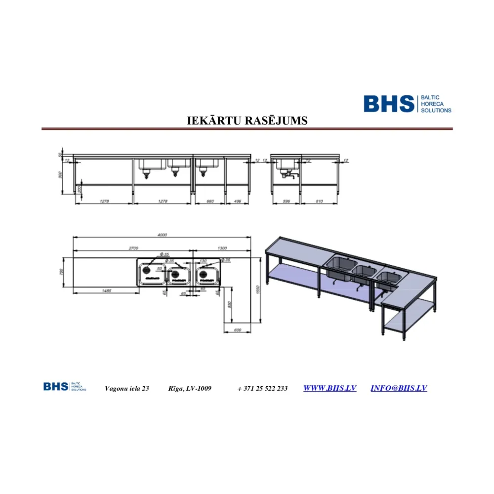 Three-Basin Sink Workstation