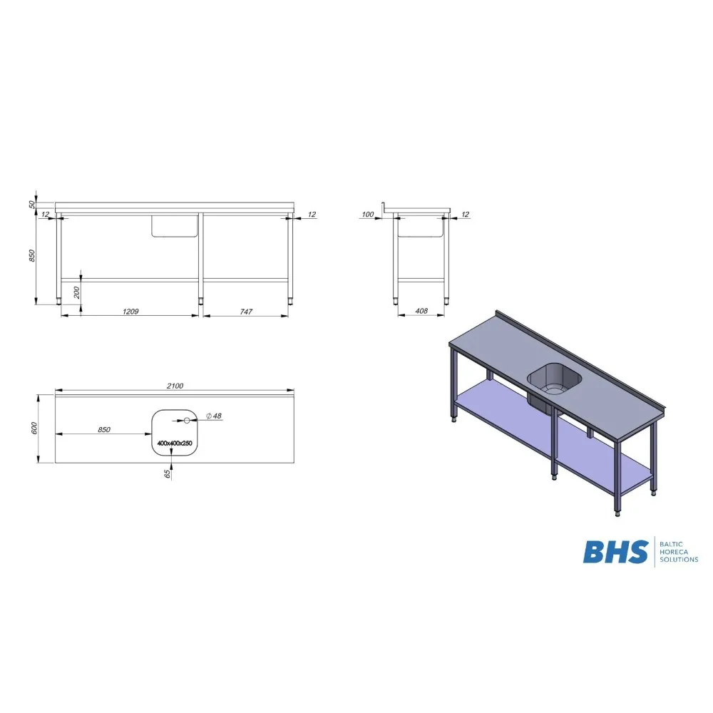 Customizable Kitchen Work Table with Sink NN63