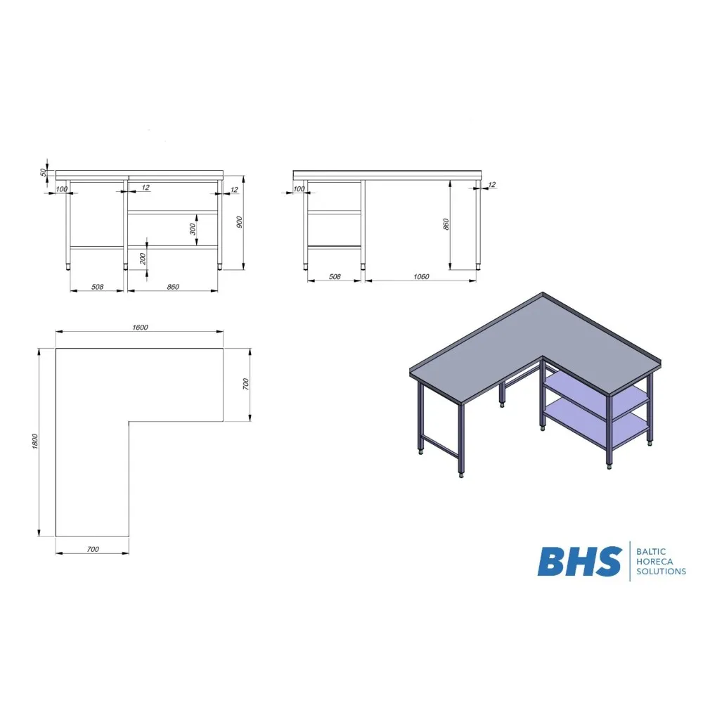 Compact Corner Table with Integrated Shelves NN67
