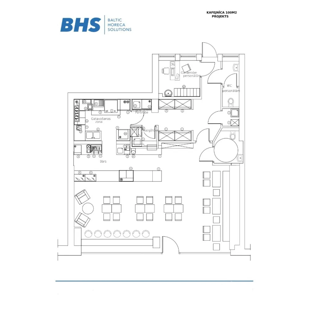 Kavinės 100 m2 projektas - Jūsų svajonių erdvė