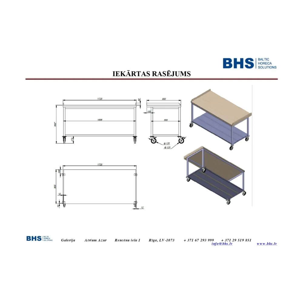 Rolling Laboratory Table with Integrated Shelf NN49 Rolling Laboratory Table with Integrated Shelf NN49