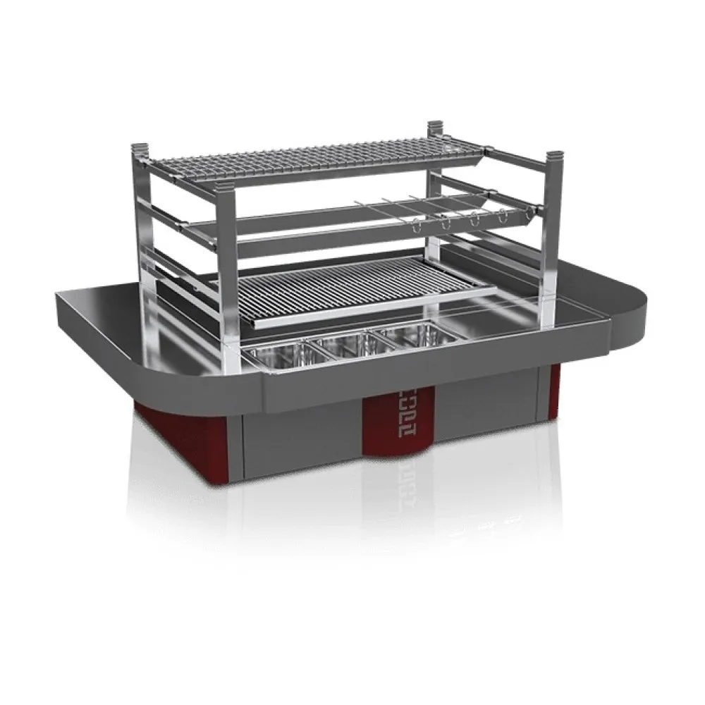 Japanese-Style Robata Charcoal Grill with Expandable Side Tables
