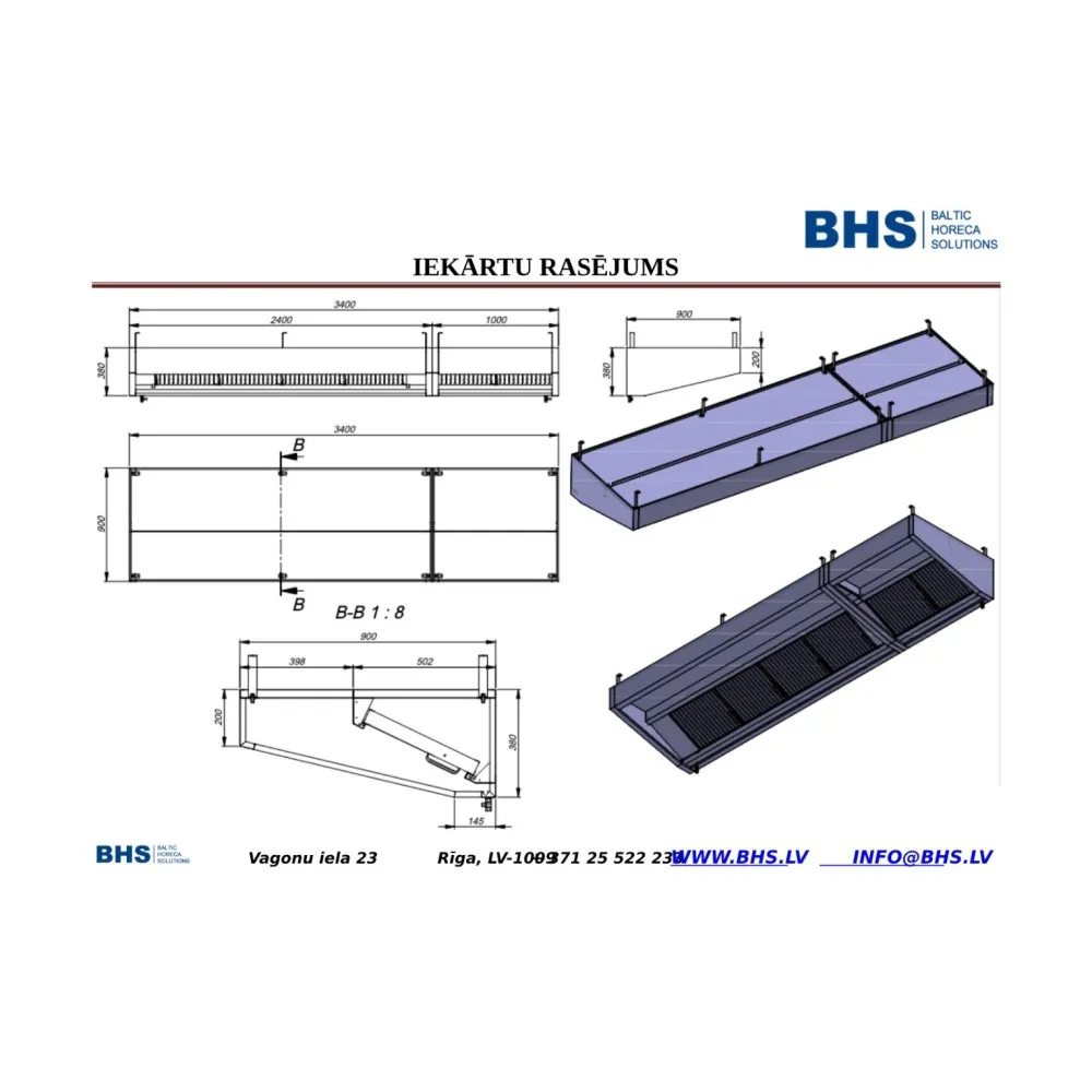 3400 mm Two-Part Kitchen Ventilation System